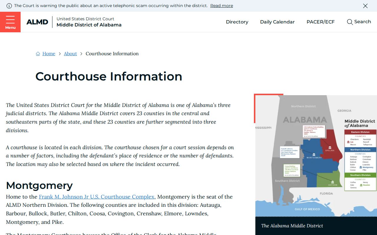 Coosa County court records Middle District courthouse information