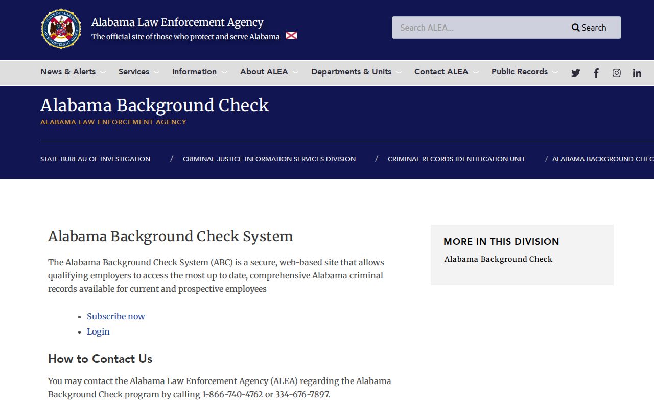 Coosa County criminal court records ALEA background check resource