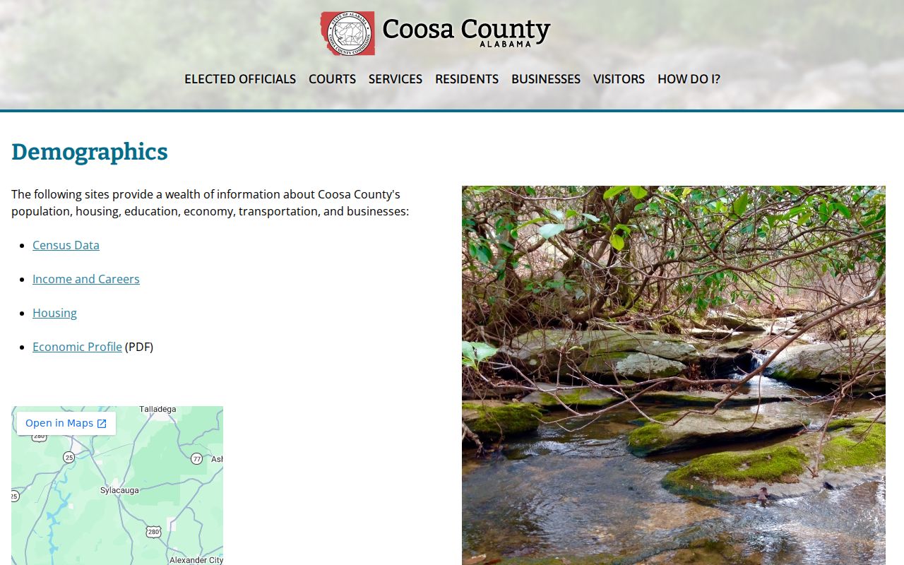 Coosa County court records demographics overview