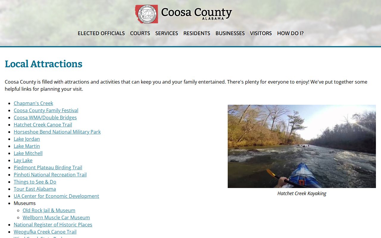 Coosa County court records local attractions and history
