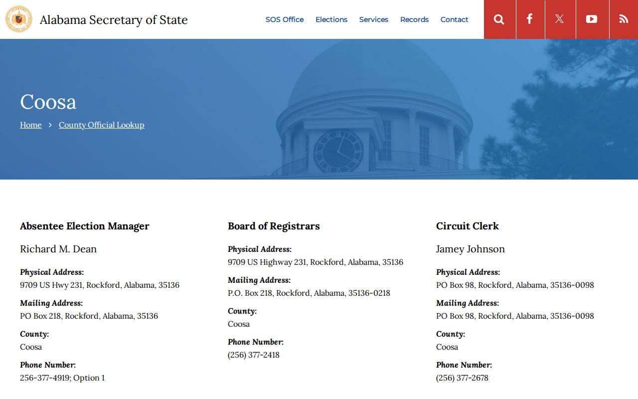 Coosa County court records Secretary of State office lookup
