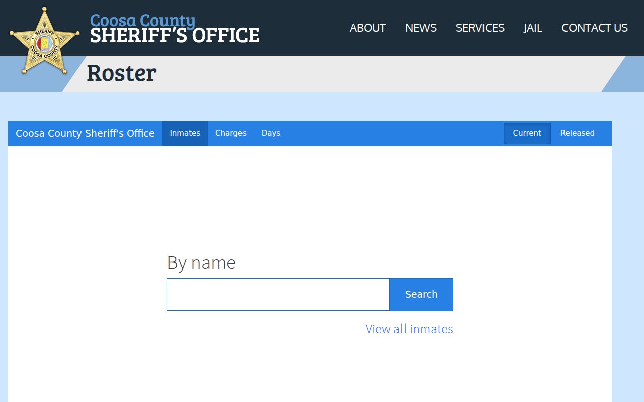 Coosa County Sheriff inmate roster page