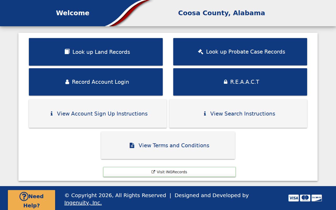Coosa Probate online services portal