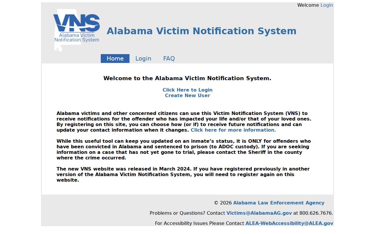 Coosa County warrant records Alabama Victim Notification System